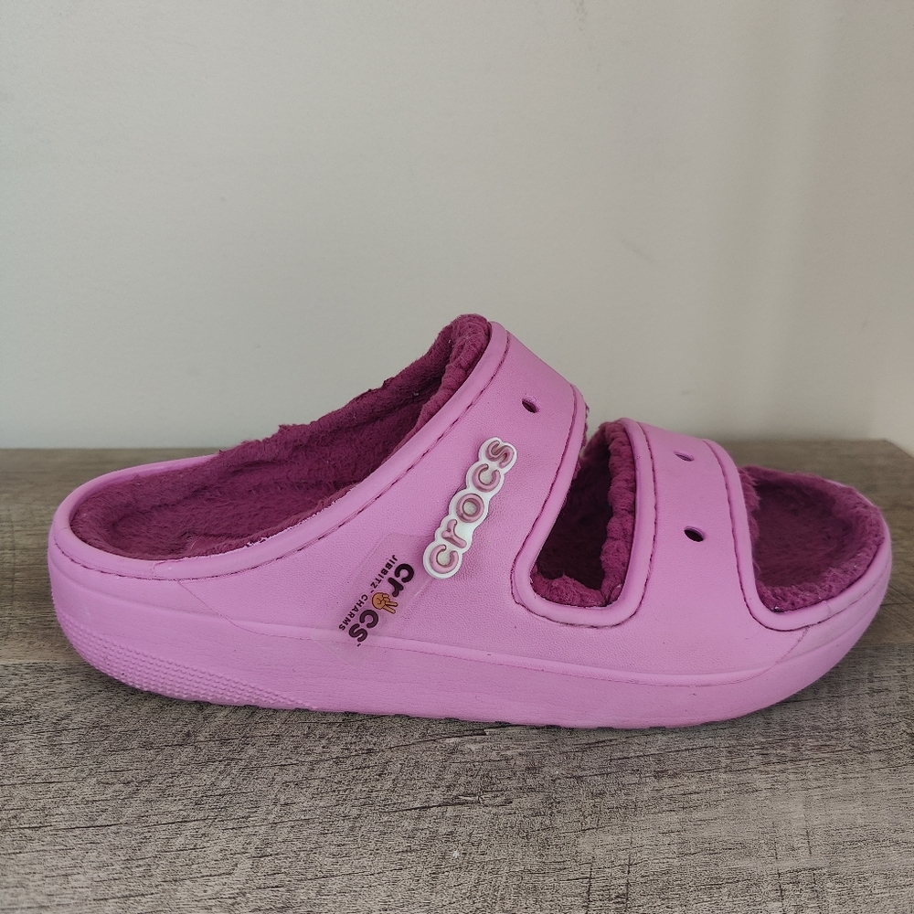 CROCS Bold Pink Plush Sandals - Picture 5 of 10
